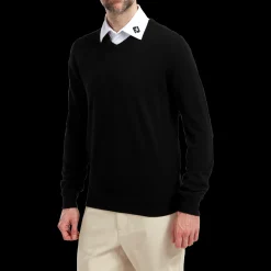 Wollmischpullover Mit V-Kragen